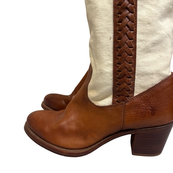 Frye Brown and Cream Heeled Boots - Picture 2 of 15